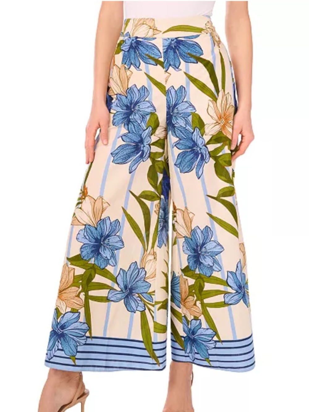 CeCe Women’s Printed High-Rise Wide-Leg Pull-On Pants